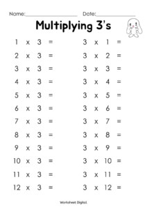 1 Through 12 Multiplication Worksheets