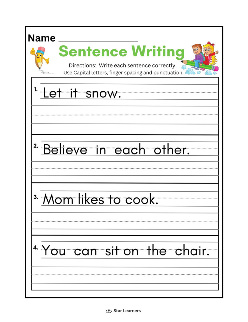 10 Printable Write The Sentence Worksheets 1st 3rd Grade Writing 