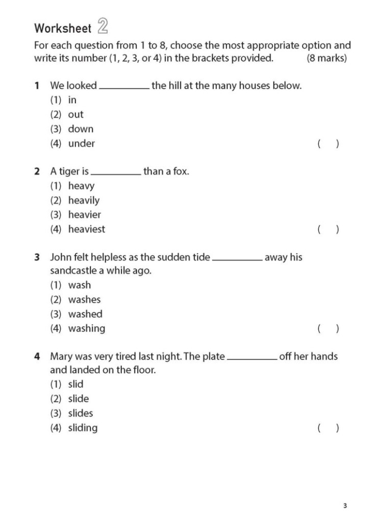 100 English Worksheets Primary 3 Grammar MCQ OpenSchoolbag