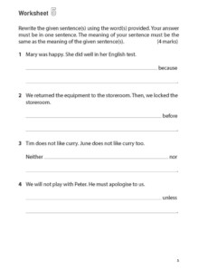 100 English Worksheets Primary 3 Synthesis Transformation Mind