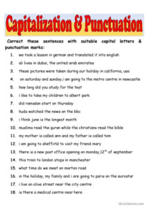100 Punctuation English ESL Worksheets Pdf Doc