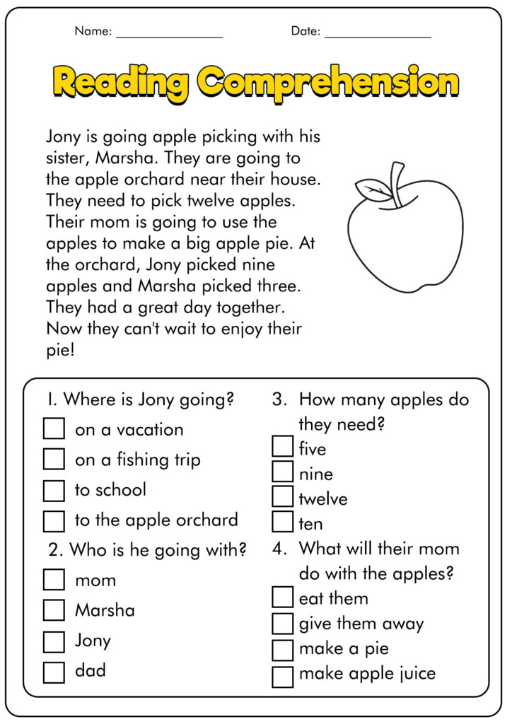 15 First Grade Reading Comprehension Worksheets Free PDF At 