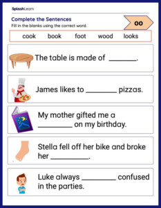 1st Grade ELA Words With Oo Worksheets Free Printable SplashLearn