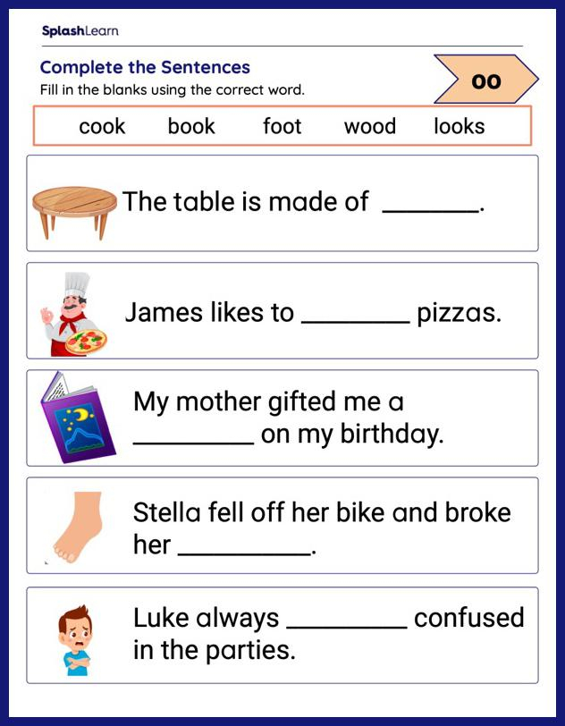 1st Grade ELA Words With Oo Worksheets Free Printable SplashLearn