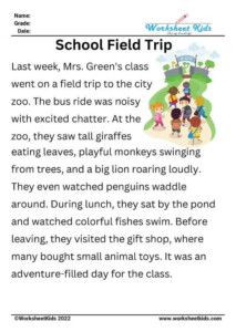 1st Grade Reading Comprehension Free Printable Worksheets