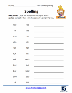 1st Grade Spelling Words Worksheets 15 Worksheets