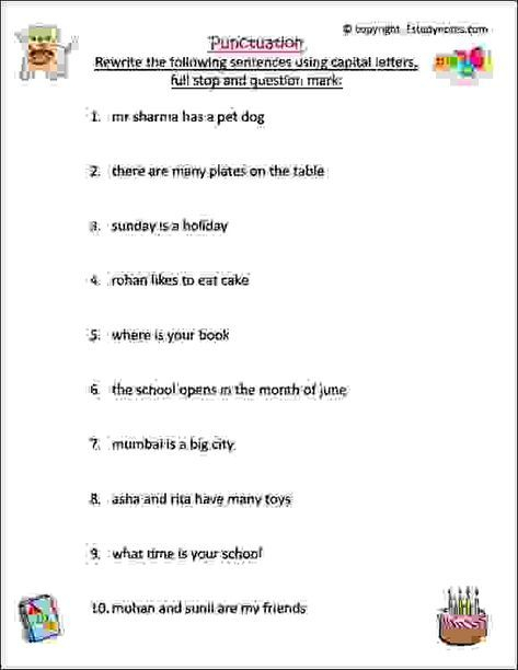 1st Std English Worksheets