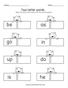 2 Letter Words Worksheets Printable Words Print