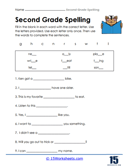 2nd Grade Spelling Words Worksheets 15 Worksheets