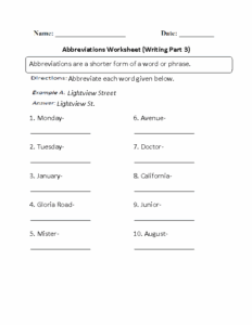3rd Grade Abbreviation Worksheets