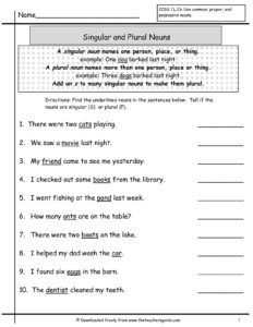 3Rd Grade Noun Worksheets