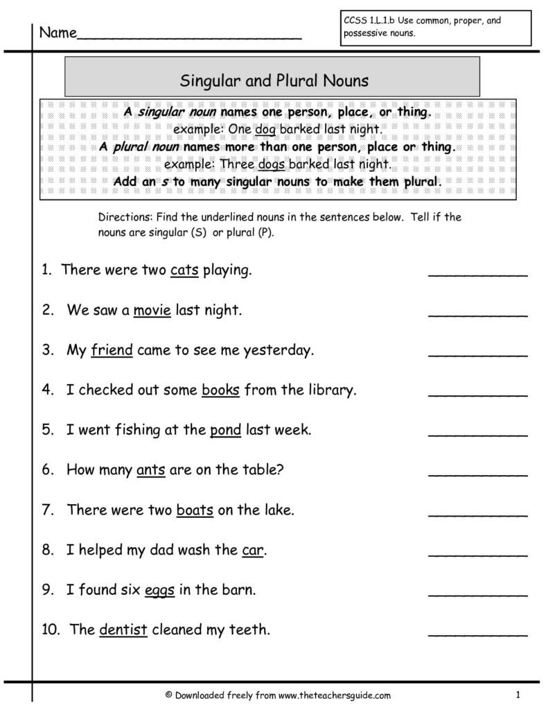3Rd Grade Noun Worksheets