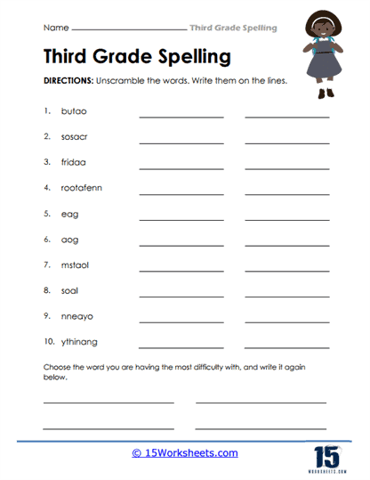 3rd Grade Spelling Words Worksheets 15 Worksheets