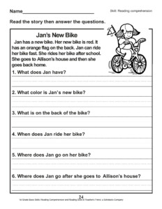 40 Scholastic 1st Grade Reading Comprehension Skills Worksheets