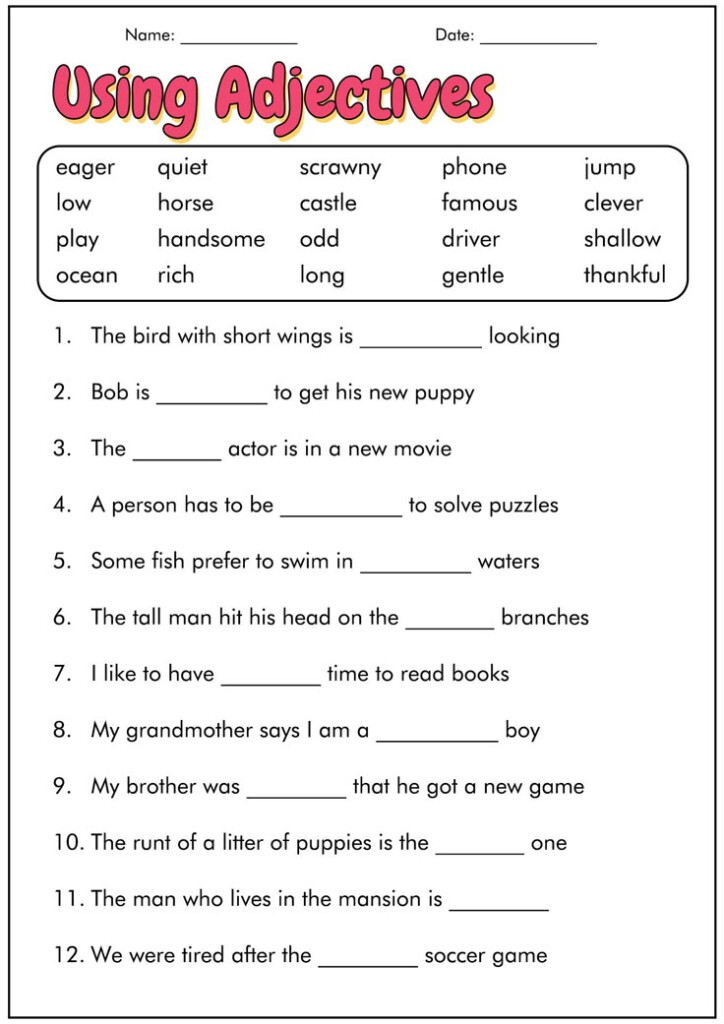 4th Grade Language Arts Worksheets Printable Exercises
