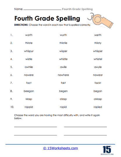 4th Grade Spelling Words Worksheets 15 Worksheets