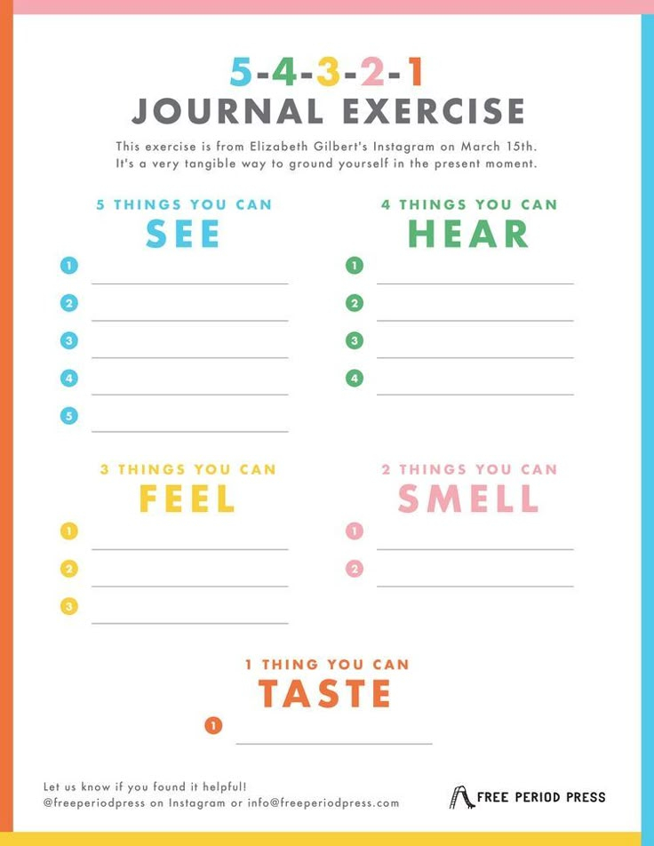 5 4 3 2 1 Senses Therapy Worksheets Coping Skills Mental Health 