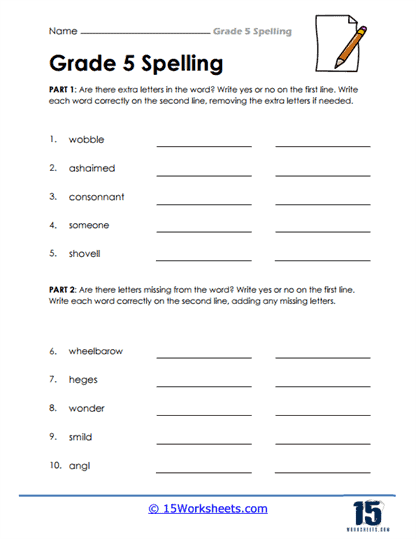 5th Grade Spelling Words Worksheets 15 Worksheets