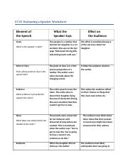 7 01 English 3 docx 07 01 Evaluating A Speaker Worksheet Element Of 