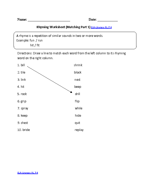 7th Grade Common Core Reading Literature Worksheets