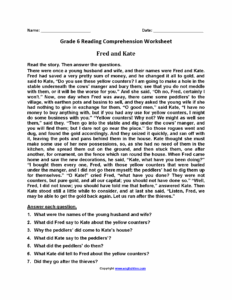 7th Grade Reading Worksheet