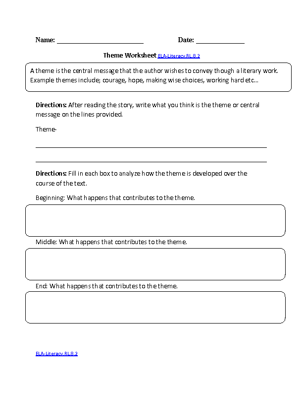 8th Grade Common Core Reading Literature Worksheets