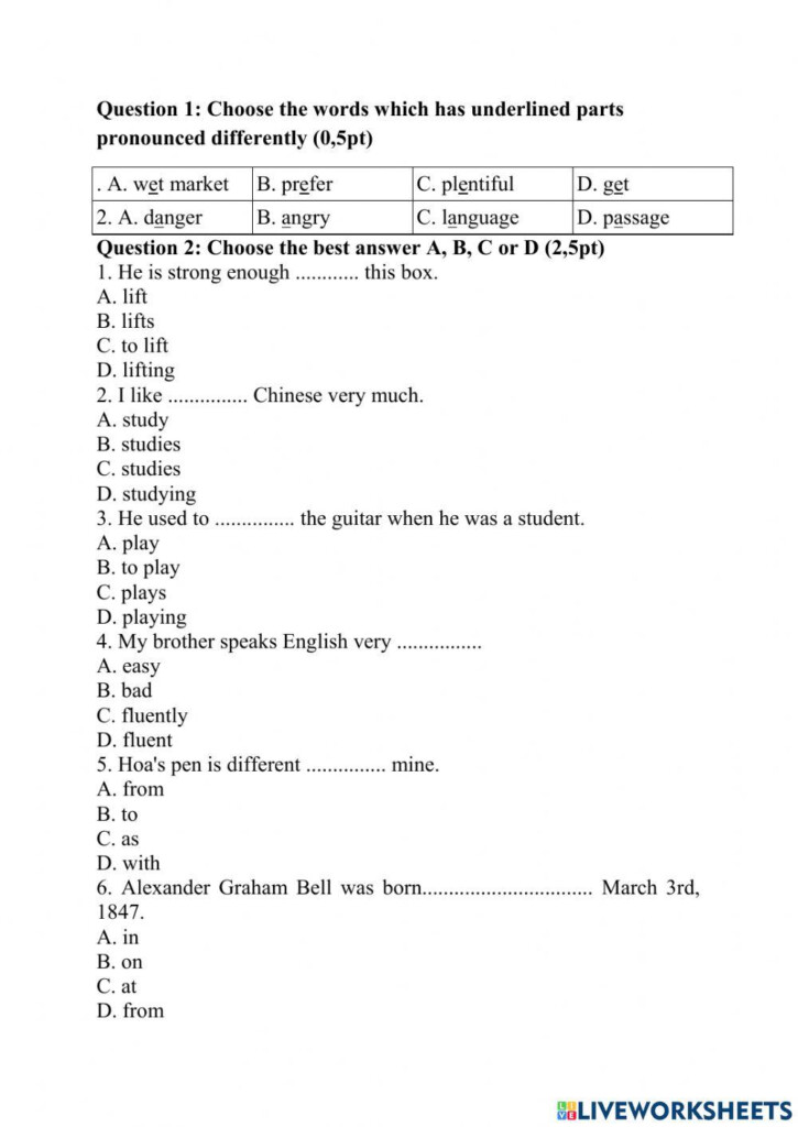 8th Grade English Worksheets