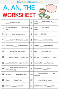 A An The Worksheet English Grammar For Kids English Grammar