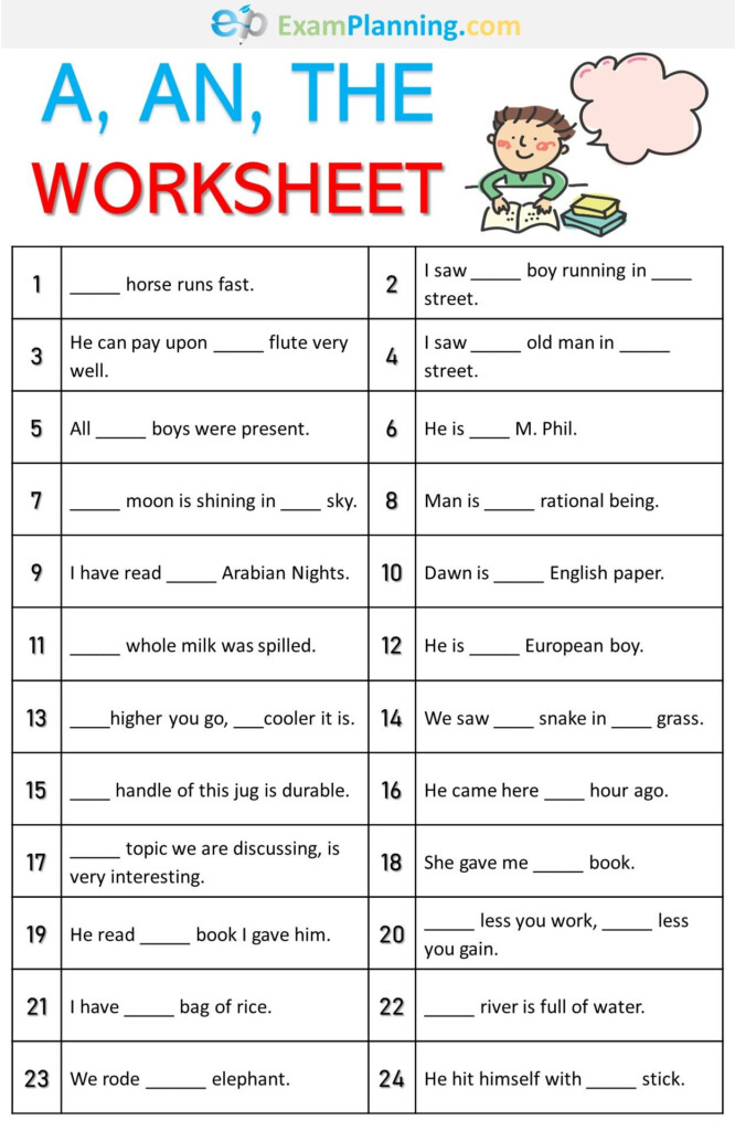 A An The Worksheet English Grammar For Kids English Grammar 