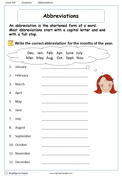 Abbreviations Worksheet English Treasure Trove Abbreviations 