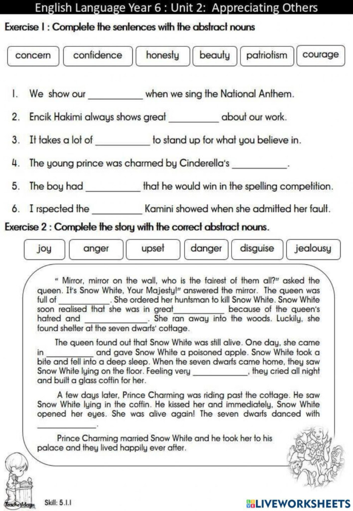 Abstract Nouns Year 6 Upsr Worksheet Artofit