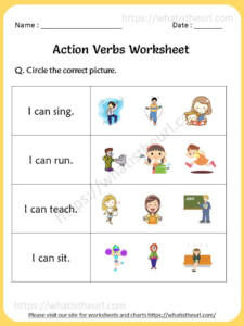 Action Verbs Worksheet For 1st Grade Verb Worksheets Action Verbs