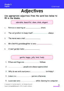 Adjectives Worksheet Grade 3 www grade1to6