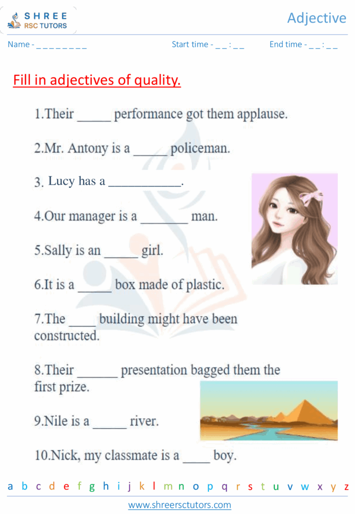Adjectives Worksheets For Grade 2 English Shree Rsc Tutors