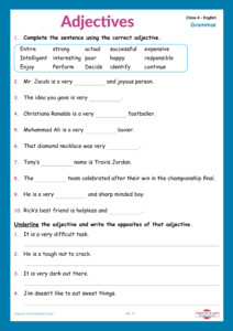 Adjectives Worksheets For Grade 4