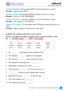 Adverb Of Manner Worksheet For Grade 6
