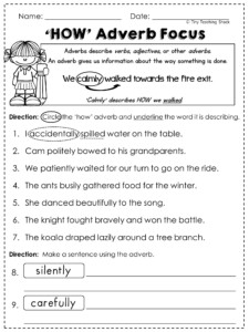 Adverbs Worksheets For 4th Grade Adverbs Worksheet English Grammar