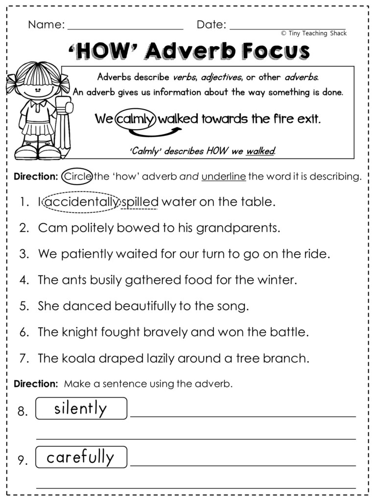 Adverbs Worksheets For 4th Grade Adverbs Worksheet English Grammar