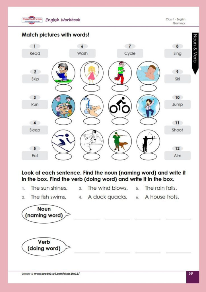 An English Worksheet With Pictures And Words