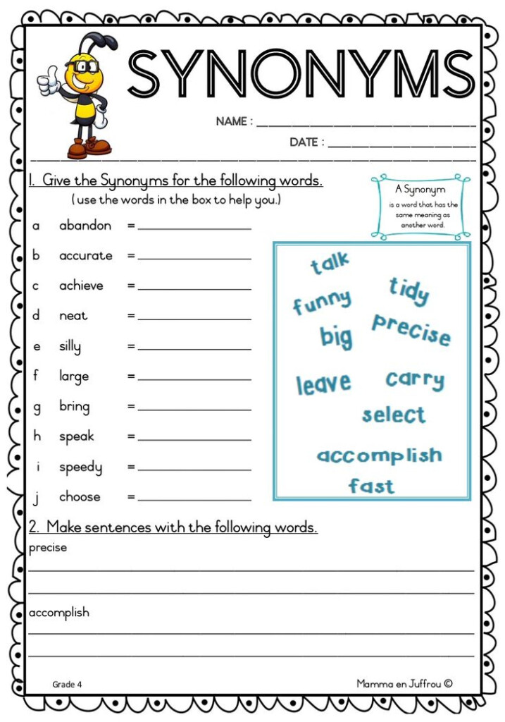 An English Worksheet With The Words Synonyms
