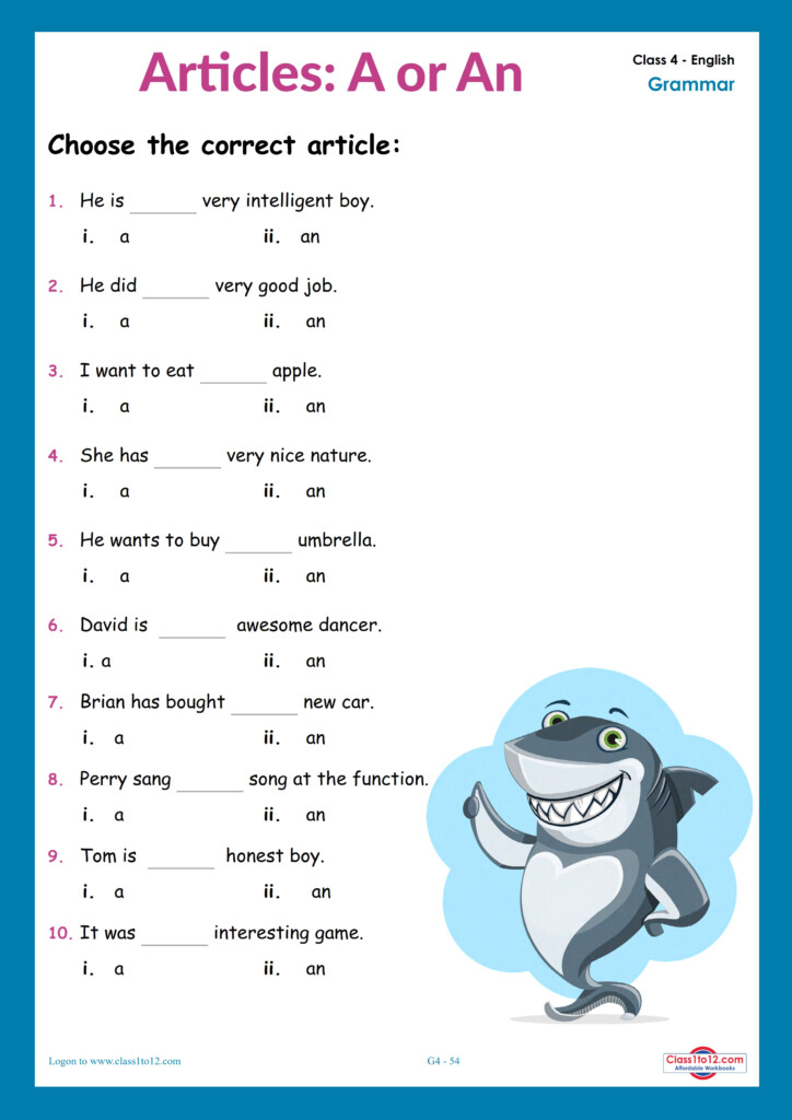 Articles A An The Worksheet Grade 4 Infoupdate