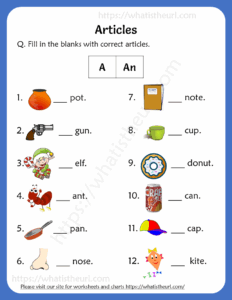 Articles worksheet for grade 1 rel 3 Your Home Teacher