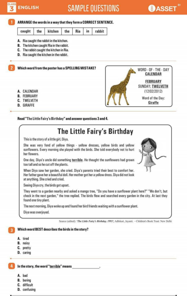 ASSET English Sample Papers Class 3