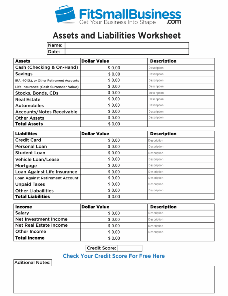 Assets And Liabilities Worksheet Englishworksheet my id