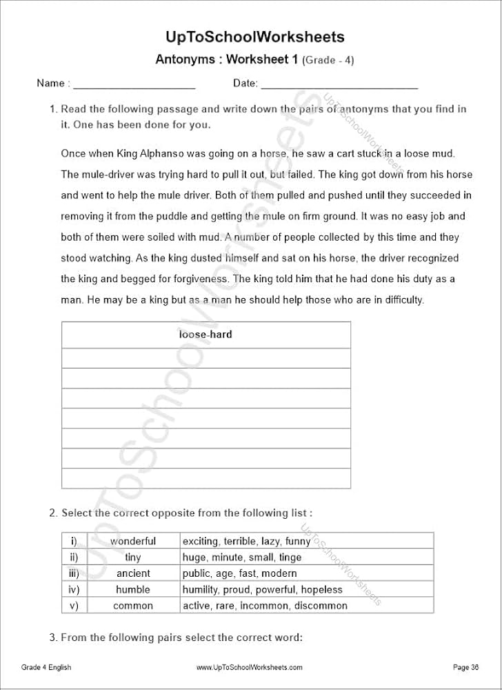 Buy Grade 4 English Grammar And Language Arts Worksheets CBSE ICSE 