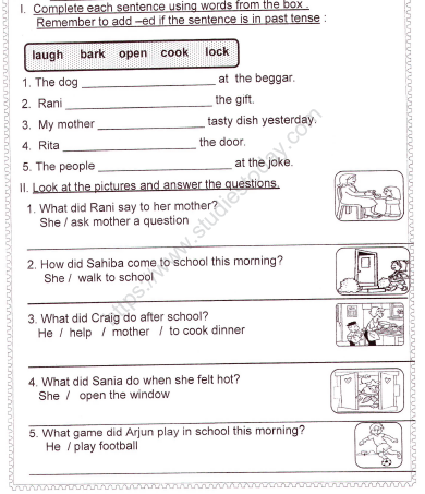 CBSE Class 1 English Grammar And Vocabulary Worksheet CBSE Class 1 English Grammar And Vocabulary Worksheet