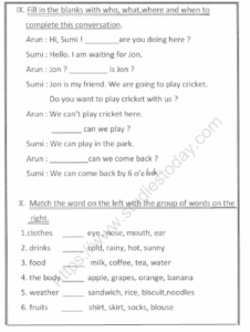 CBSE Class 1 English Revision Worksheet Set P