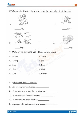 CBSE Class 1 English Worksheet