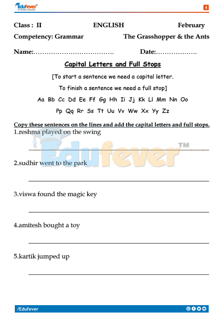 CBSE Class 2 English Practice Worksheet In PDF