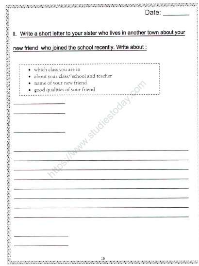 CBSE Class 2 English Practice Writing Skills Worksheet Set A Practice 
